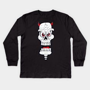 Doodle Devil Skull Kids Long Sleeve T-Shirt